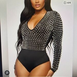 AKIRA Black Studded Bodysuit